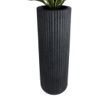 GloboStar® Artificial Garden MATERA 20733 Επιδαπέδιο Πολυεστερικό Τσιμεντένιο Κασπώ Γλάστρα - Flower Pot Μαύρο Φ42 x Υ120cm