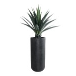GloboStar® Artificial Garden MATERA 20734 Επιδαπέδιο Πολυεστερικό Τσιμεντένιο Κασπώ Γλάστρα - Flower Pot Μαύρο Φ42 x Υ90cm