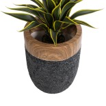 GloboStar® Artificial Garden BELLAGIO 20744 Επιδαπέδιο Πολυεστερικό Τσιμεντένιο Κασπώ Γλάστρα - Flower Pot Μαύρο με Καφέ Φ39 x Υ52cm