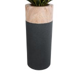 GloboStar® Artificial Garden BELLANO 20748 Επιδαπέδιο Πολυεστερικό Τσιμεντένιο Κασπώ Γλάστρα - Flower Pot Καφέ - Μαύρο Φ36 x Υ90cm