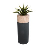 GloboStar® Artificial Garden BELLANO 20748 Επιδαπέδιο Πολυεστερικό Τσιμεντένιο Κασπώ Γλάστρα - Flower Pot Καφέ - Μαύρο Φ36 x Υ90cm