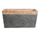 GloboStar® Artificial Garden TOSCANE 20749 Επιδαπέδιο Πολυεστερικό Τσιμεντένιο Κασπώ Γλάστρα - Flower Pot Καφέ - Γκρι Μ110 x Π30 x Υ61cm