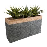 GloboStar® Artificial Garden TOSCANE 20749 Επιδαπέδιο Πολυεστερικό Τσιμεντένιο Κασπώ Γλάστρα - Flower Pot Καφέ - Γκρι Μ110 x Π30 x Υ61cm