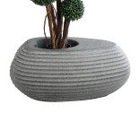 GloboStar® Artificial Garden FLORENCE 20750 Επιδαπέδιο Πολυεστερικό Τσιμεντένιο Κασπώ Γλάστρα - Flower Pot Γκρι Μ108 x Π72 x Υ40cm