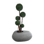 GloboStar® Artificial Garden FLORENCE 20750 Επιδαπέδιο Πολυεστερικό Τσιμεντένιο Κασπώ Γλάστρα - Flower Pot Γκρι Μ108 x Π72 x Υ40cm
