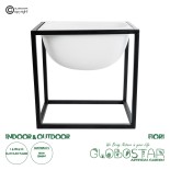 GloboStar® Artificial Garden FIORI 20754 Επιδαπέδιο Μεταλλικό Τσιμεντένιο Κασπώ Γλάστρα - Flower Pot Λευκό με Μαύρο Μ60 x Π40 x Υ60cm