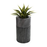 GloboStar® Artificial Garden PISA 20761 Επιδαπέδιο Πολυεστερικό Τσιμεντένιο Κασπώ Γλάστρα - Flower Pot Γκρι Ανθρακί Φ36 x Υ60cm