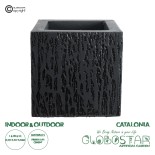 GloboStar® Artificial Garden CATALONIA 20767 Επιδαπέδιο Πολυεστερικό Τσιμεντένιο Κασπώ Γλάστρα - Flower Pot Μαύρο Μ30 x Π30 x Υ30cm