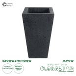 GloboStar® Artificial Garden MAYOR 20771 Επιδαπέδιο Πολυεστερικό Τσιμεντένιο Κασπώ Γλάστρα - Flower Pot Μαύρο Μ30 x Π30 x Υ50cm