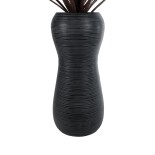 GloboStar® Artificial Garden BARRIO 20773 Επιδαπέδιο Πολυεστερικό Τσιμεντένιο Κασπώ Γλάστρα - Flower Pot Μαύρο Φ40 x Υ93cm