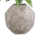GloboStar® Artificial Garden BOROUGH 20781 Επιδαπέδιο Πολυεστερικό Τσιμεντένιο Κασπώ Γλάστρα - Flower Pot Λευκό - Μπεζ Μ38 x Π38 x Υ38cm