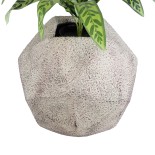 GloboStar® Artificial Garden BOROUGH 20781 Επιδαπέδιο Πολυεστερικό Τσιμεντένιο Κασπώ Γλάστρα - Flower Pot Λευκό - Μπεζ Μ38 x Π38 x Υ38cm