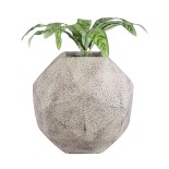 GloboStar® Artificial Garden BOROUGH 20781 Επιδαπέδιο Πολυεστερικό Τσιμεντένιο Κασπώ Γλάστρα - Flower Pot Λευκό - Μπεζ Μ38 x Π38 x Υ38cm