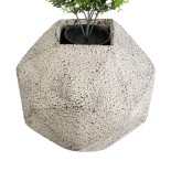 GloboStar® Artificial Garden BOROUGH 20782 Επιδαπέδιο Πολυεστερικό Τσιμεντένιο Κασπώ Γλάστρα - Flower Pot Λευκό - Μπεζ Μ30 x Π30 x Υ30cm