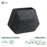 GloboStar® Artificial Garden GREENWICH 20787 Επιδαπέδιο Πολυεστερικό Τσιμεντένιο Κασπώ Γλάστρα - Flower Pot Μαύρο Μ24 x Π14 x Υ20cm