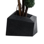 GloboStar® Artificial Garden CAMDEN 20789 Επιδαπέδιο Πολυεστερικό Τσιμεντένιο Κασπώ Γλάστρα - Flower Pot Μαύρο Μ49 x Π49 x Υ44cm