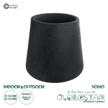 GloboStar® Artificial Garden SOHO 20791 Επιδαπέδιο Πολυεστερικό Τσιμεντένιο Κασπώ Γλάστρα - Flower Pot Μαύρο Φ65 x Υ60cm