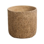 GloboStar® Artificial Garden GIUSEPPE 20800 Διακοσμητικό Πολυεστερικό Τσιμεντένιο Κασπώ Γλάστρα - Flower Pot Καφέ Φ35 x Υ33cm