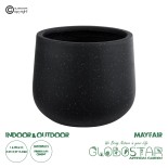 GloboStar® Artificial Garden MAYFAIR 20801 Διακοσμητικό Πολυεστερικό Τσιμεντένιο Κασπώ Γλάστρα - Flower Pot Μαύρο με Λευκές Λεπτομέριες Μ25 x Π27 x Υ30cm