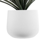 GloboStar® Artificial Garden CHELSEA 20802 Διακοσμητικό Πολυεστερικό Τσιμεντένιο Κασπώ Γλάστρα - Flower Pot Λευκό με Μαύρες Λεπτομέριες Μ25 x Π27 x Υ25cm