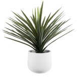 GloboStar® Artificial Garden CHELSEA 20802 Διακοσμητικό Πολυεστερικό Τσιμεντένιο Κασπώ Γλάστρα - Flower Pot Λευκό με Μαύρες Λεπτομέριες Μ25 x Π27 x Υ25cm