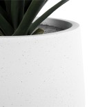 GloboStar® Artificial Garden CHELSEA 20802 Διακοσμητικό Πολυεστερικό Τσιμεντένιο Κασπώ Γλάστρα - Flower Pot Λευκό με Μαύρες Λεπτομέριες Μ25 x Π27 x Υ25cm