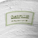 GloboStar® Artificial Garden CHELSEA 20802 Διακοσμητικό Πολυεστερικό Τσιμεντένιο Κασπώ Γλάστρα - Flower Pot Λευκό με Μαύρες Λεπτομέριες Μ25 x Π27 x Υ25cm