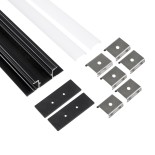 GLOBOSTAR® ALP-WALL-UPDOWN CONCEALED 70845-3M Επιφανειακό Προφίλ Αλουμινίου Ειδικό για Δημιουργία Κρυφού Φωτισμού Up & Down με Λευκό Γαλακτερό Πατητό Κάλυμμα για Ταινίες LED IP20 - Μαύρο & Λευκό - Μ300 x Π5 x Υ1.7cm