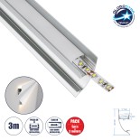 GloboStar® SURFACE-PROFILE 70857-3M Προφίλ Αλουμινίου - Βάση & Ψύκτρα Ταινίας LED με Λευκό Γαλακτερό Κάλυμμα - Επιφανειακή Χρήση Δημιουργίας Κρυφού Φωτισμού - Πατητό Κάλυμμα - Ασημί - 3 Μέτρα - Πακέτο 5 Τεμαχίων - Μ300 x Π1.7 x Υ4.2cm
