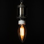 GloboStar® 99031 Λάμπα LED Long Filament E14 C35 Κεράκι 4W 350lm 360° AC 220-240V IP20 Φ3.5 x Υ10.5cm Ultra Θερμό Λευκό 2200K με Μελί Γυαλί Dimmable - 3 Χρόνια Εγγύηση