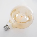 GloboStar® 99043 Λάμπα LED Long Filament E27 G125 Γλόμπος 8W 720lm 360° AC 220-240V IP20 Φ12.5 x Υ18cm Ultra Θερμό Λευκό 2200 K με Μελί Γυαλί Dimmable - 3 Χρόνια Εγγύηση