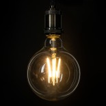 GloboStar® 99085 Λάμπα LED Long Filament E27 G125 Γλόμπος 4W 840lm 360° AC 220-240V IP20 Φ12.5 x Υ13.8cm Θερμό Λευκό 2700K με Διάφανο Γυαλί - Pro Series 210lm/W - A Ενεργειακή Κλάση - 3 Χρόνια Εγγύηση