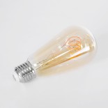 GloboStar® 99141 Λάμπα LED Soft T Spiral Filament E27 ST64 Αχλάδι 4W 280lm 360° AC 220-240V IP20 Φ6.4 x Υ14cm Ultra Θερμό Λευκό 2200K με Μελί Γυαλί Dimmable - 3 Χρόνια Εγγύηση