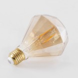 GloboStar® 99161 Λάμπα LED Long Filament E27 D90 DIAMOND Γλόμπος 4W 350lm 360° AC 220-240V IP20 Φ9 x Υ13.4cm Ultra Θερμό Λευκό 2200K με Μελί Γυαλί Dimmable - 3 Χρόνια Εγγύηση