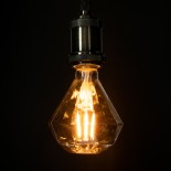 GloboStar® 99161 Λάμπα LED Long Filament E27 D90 DIAMOND Γλόμπος 4W 350lm 360° AC 220-240V IP20 Φ9 x Υ13.4cm Ultra Θερμό Λευκό 2200K με Μελί Γυαλί Dimmable - 3 Χρόνια Εγγύηση