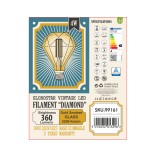 GloboStar® 99161 Λάμπα LED Long Filament E27 D90 DIAMOND Γλόμπος 4W 350lm 360° AC 220-240V IP20 Φ9 x Υ13.4cm Ultra Θερμό Λευκό 2200K με Μελί Γυαλί Dimmable - 3 Χρόνια Εγγύηση