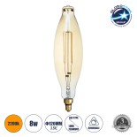 GloboStar® 99167 Λάμπα LED Long Filament E27 3.5K AVOCADOS Γλόμπος 8W 650lm 360° AC 220-240V IP20 Φ12 x Υ44cm Ultra Θερμό Λευκό 2200K με Μελί Γυαλί Dimmable - 3 Χρόνια Εγγύηση
