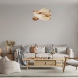 GloboStar® SARDIGNA 02181 Boho Κρεμαστό Φωτιστικό Καπέλο Μονόφωτο 1 x E27 IP20 Μπεζ Ξύλο - Μ60 x Π60 x Υ30cm