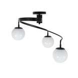 GloboStar® SELINA 01089 Μοντέρνο Φωτιστικό Οροφής Μπάλα Τρίφωτο 3 x E27 IP20 Μαύρο Μέταλλο με Λευκό Γυαλί - Μ60 x Π60 x Υ45cm