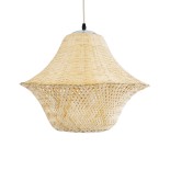 GloboStar® JUNIPER 01737 Boho Κρεμαστό Φωτιστικό Πλέγμα Μονόφωτο 1 x E27 IP20 Μπεζ Ξύλο - Μ45 x Π45 x Υ40cm
