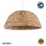 GloboStar® MANGATA 01847 Boho Κρεμαστό Φωτιστικό Καμπάνα Μονόφωτο 1 x E27 IP20 Καφέ Ξύλο - Μ60 x Π60 x Υ28cm
