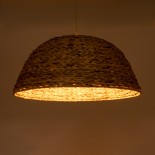 GloboStar® MANGATA 01847 Boho Κρεμαστό Φωτιστικό Καμπάνα Μονόφωτο 1 x E27 IP20 Καφέ Ξύλο - Μ60 x Π60 x Υ28cm