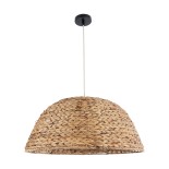 GloboStar® MANGATA 01847 Boho Κρεμαστό Φωτιστικό Καμπάνα Μονόφωτο 1 x E27 IP20 Καφέ Ξύλο - Μ60 x Π60 x Υ28cm