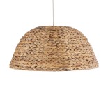 GloboStar® MANGATA 01847 Boho Κρεμαστό Φωτιστικό Καμπάνα Μονόφωτο 1 x E27 IP20 Καφέ Ξύλο - Μ60 x Π60 x Υ28cm