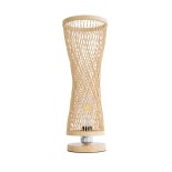 GLOBOSTAR® ROWAN 01994 Boho Επιτραπέζιο Φωτιστικό Πορτατίφ με Ντουί 1 x E27 AC 220-240V IP20 - Μπεζ - Μ17 x Π17 x Υ42cm