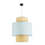 GLOBOSTAR® SAIGE 02045 Boho Κρεμαστό Φωτιστικό Οροφής με Ντουί 1 x E27 AC 220-240V IP20 - Γαλάζιο & Μπεζ - Μ50 x Π50 x Υ60cm