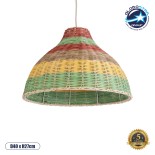 GloboStar® CABALLEROS 02053 Boho Κρεμαστό Φωτιστικό Καμπάνα Μονόφωτο 1 x E27 IP20 Πολύχρωμο Ξύλο - Μ40 x Π40 x Υ27cm