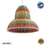 GloboStar® CABALLEROS 02057 Boho Κρεμαστό Φωτιστικό Καμπάνα Μονόφωτο 1 x E27 IP20 Πολύχρωμο Ξύλο - Μ40 x Π40 x Υ30cm