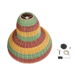 GloboStar® CABALLEROS 02058 Boho Κρεμαστό Φωτιστικό Καμπάνα Μονόφωτο 1 x E27 IP20 Πολύχρωμο Ξύλο - Μ70 x Π70 x Υ60cm