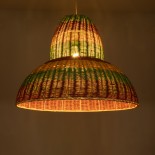 GloboStar® CABALLEROS 02058 Boho Κρεμαστό Φωτιστικό Καμπάνα Μονόφωτο 1 x E27 IP20 Πολύχρωμο Ξύλο - Μ70 x Π70 x Υ60cm